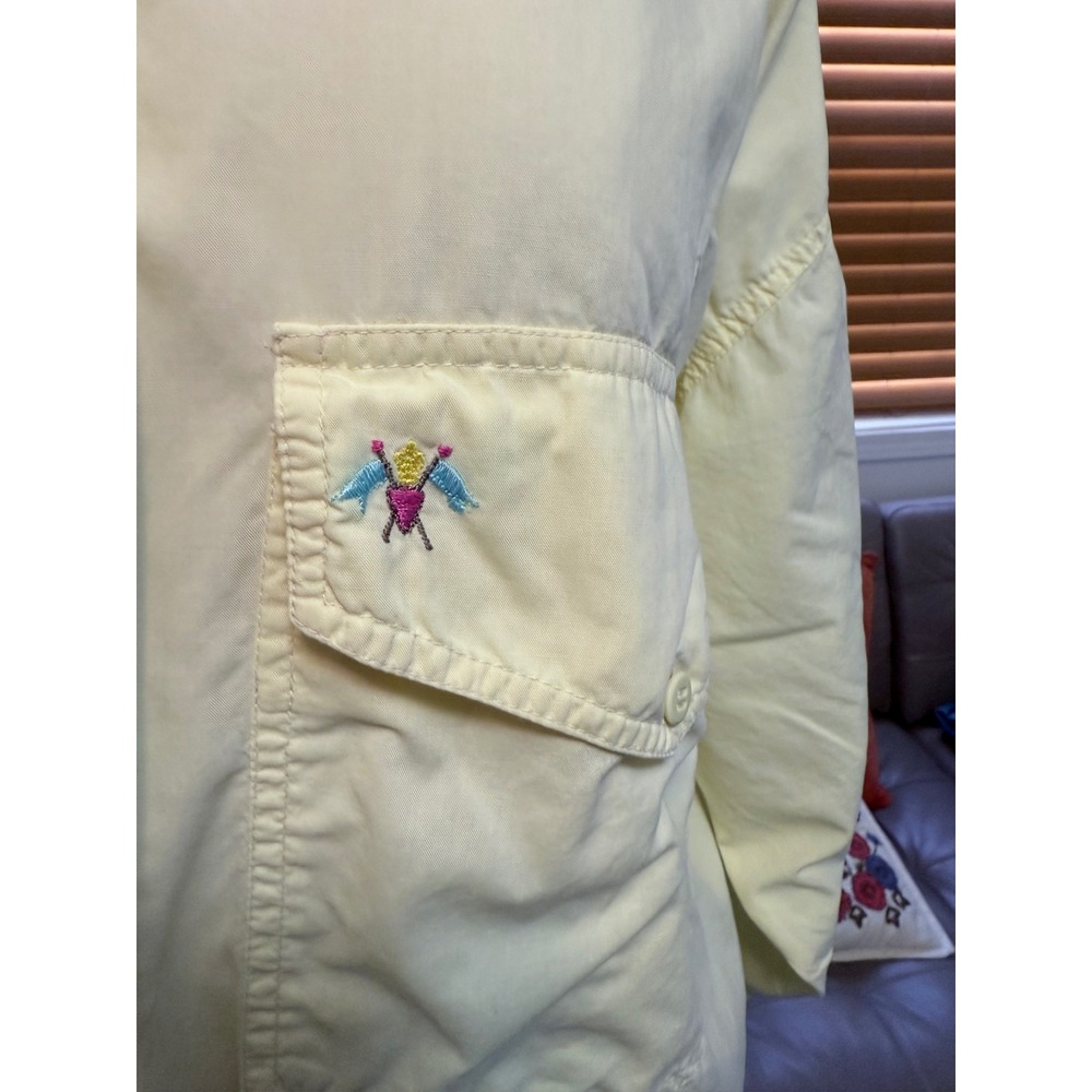 VTG 80s Triangle Women Yellow 100% Cotton Button Down Size S Oversized - Picture 2 of 6